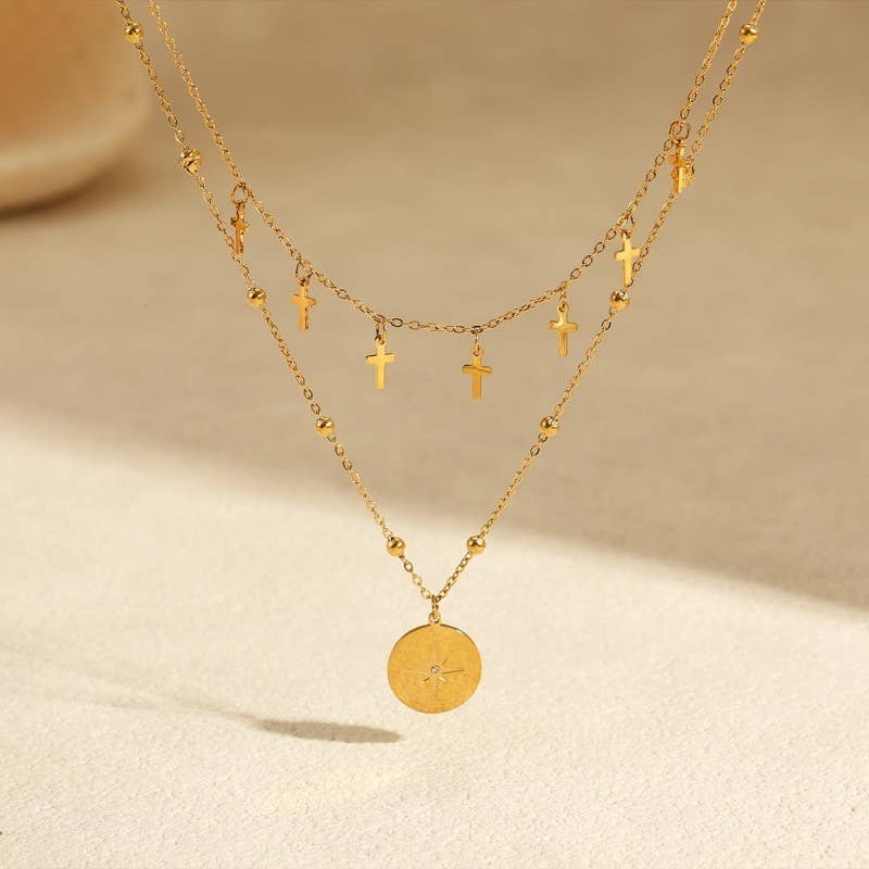 18K STAINLESS STEEL TARNISH FREE CROSS NECKLACE | 40NK9565