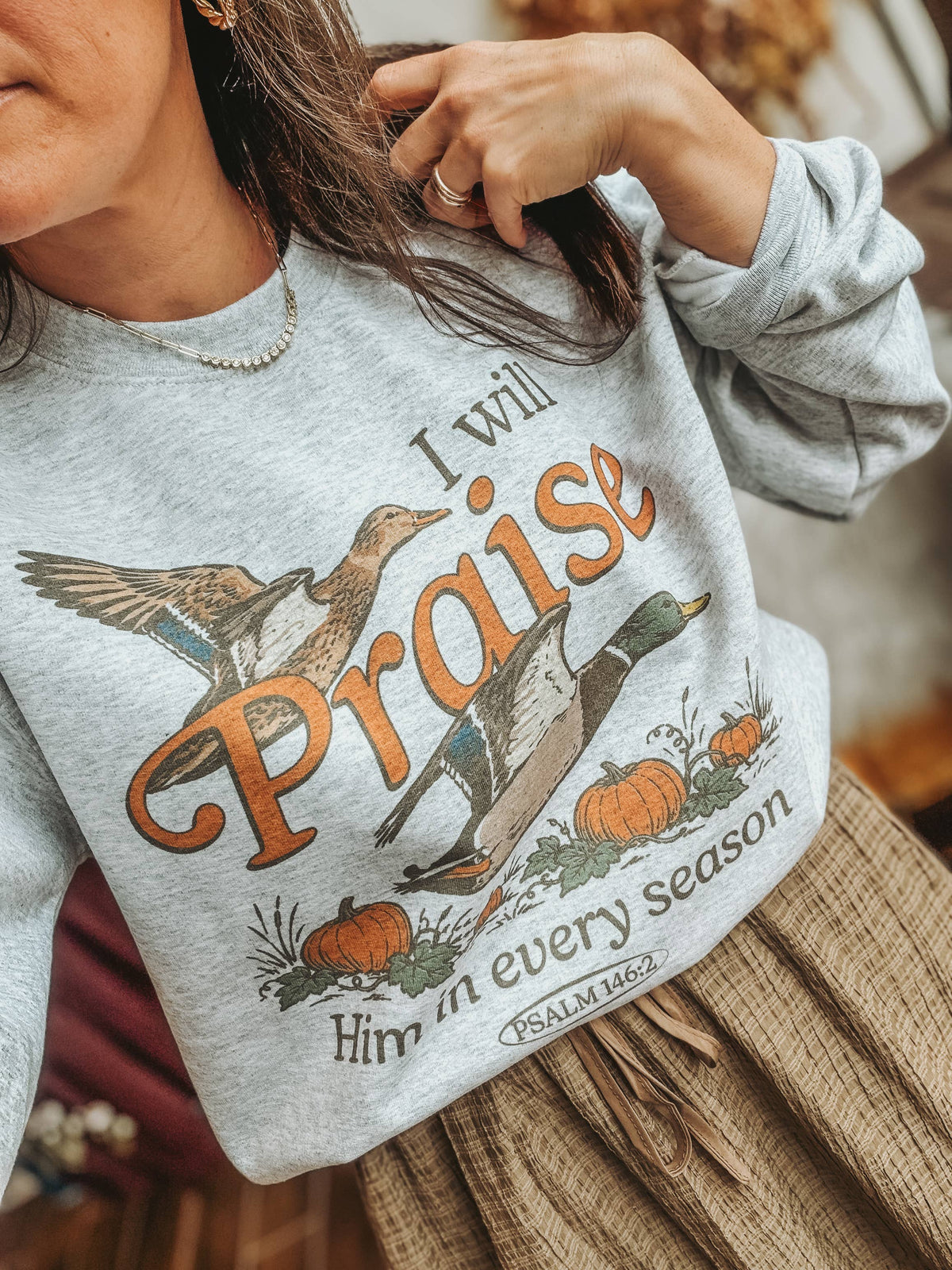 I will Praise Him Mallard Pumpkin Fall Sweatshirt Faith