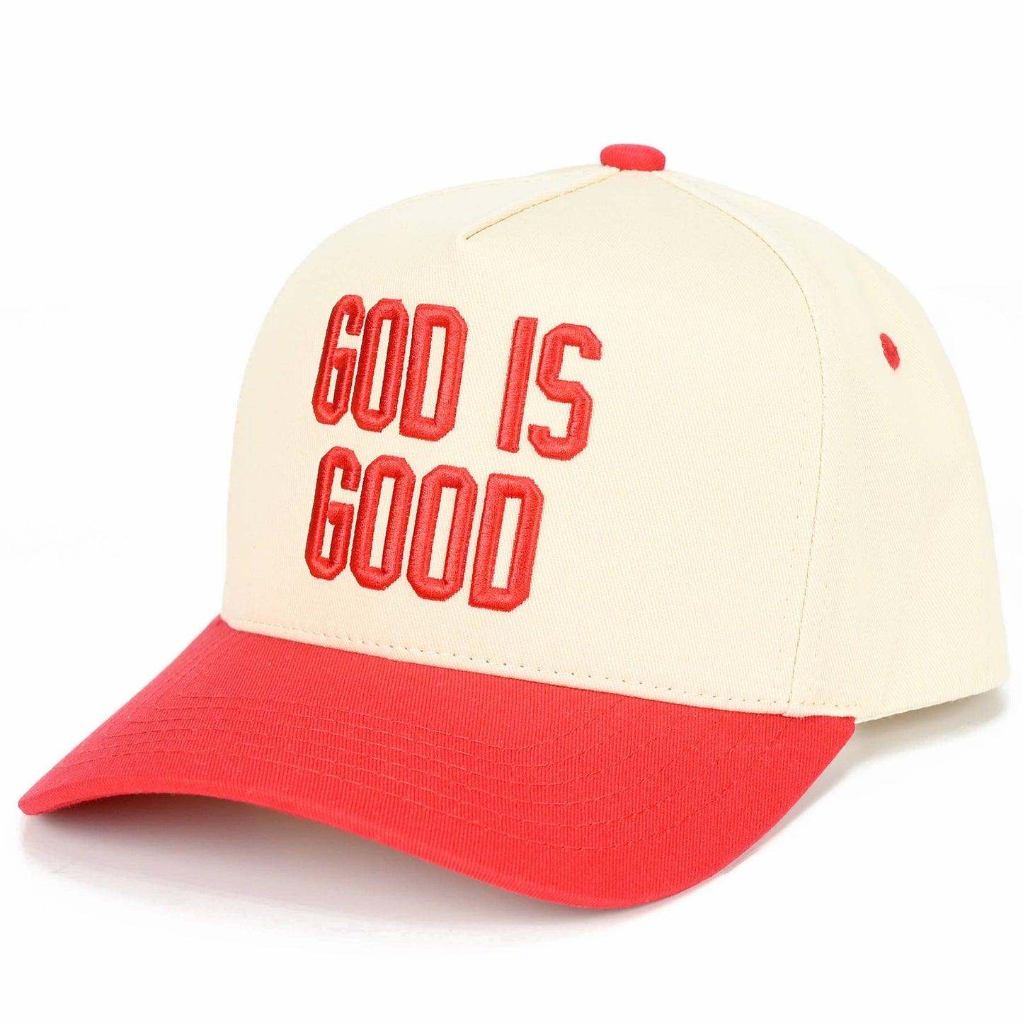 C.C GOD IS GOOD Embroidered Letter Two Tone Trucker Hat