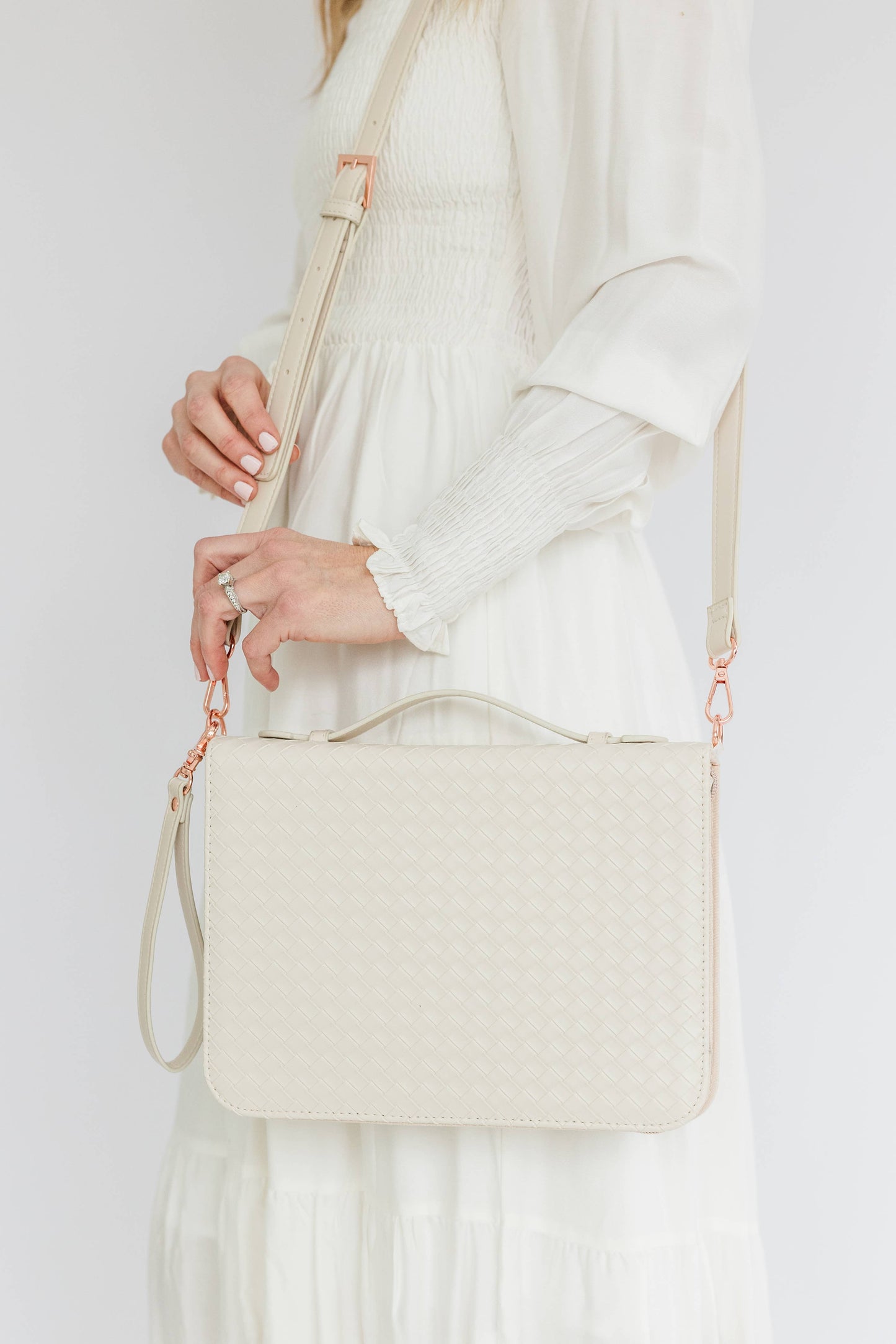 Bible Cover, Weave Bible Case, Crossbody PEARL