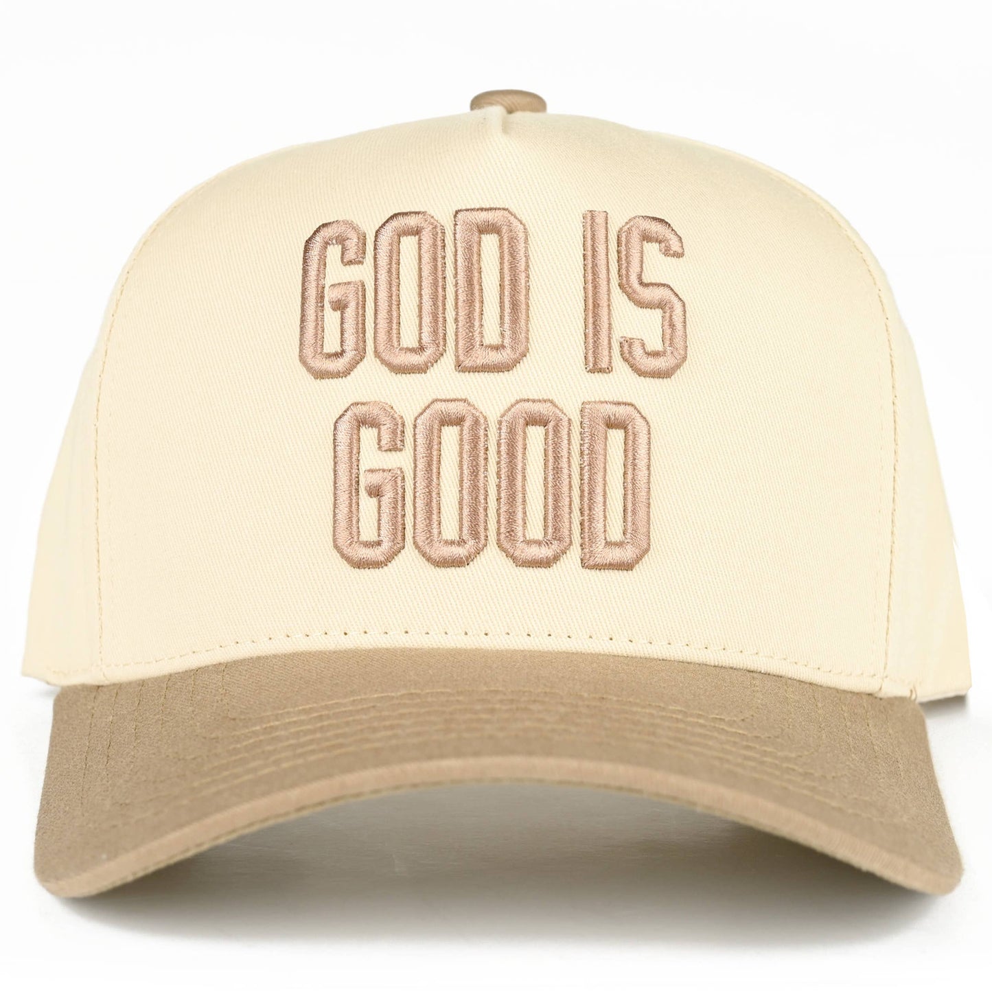 C.C GOD IS GOOD Embroidered Letter Two Tone Trucker Hat