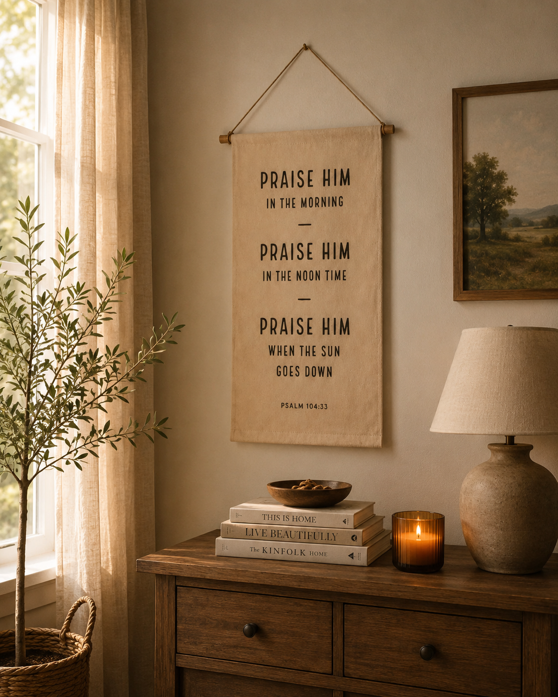 Praise Him Morning Noon Night | Hangable Banner