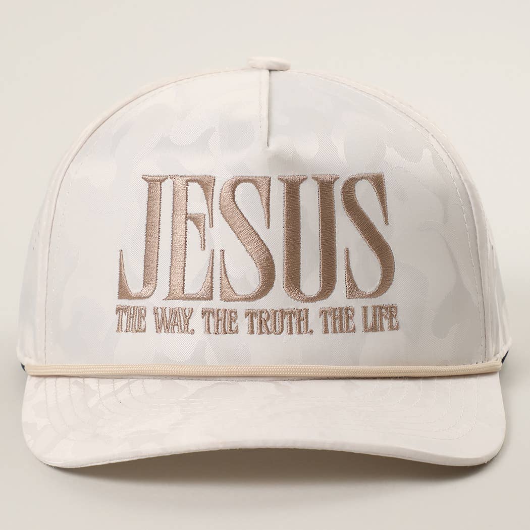 JESUS Embroidered White Camo Trucker Hat