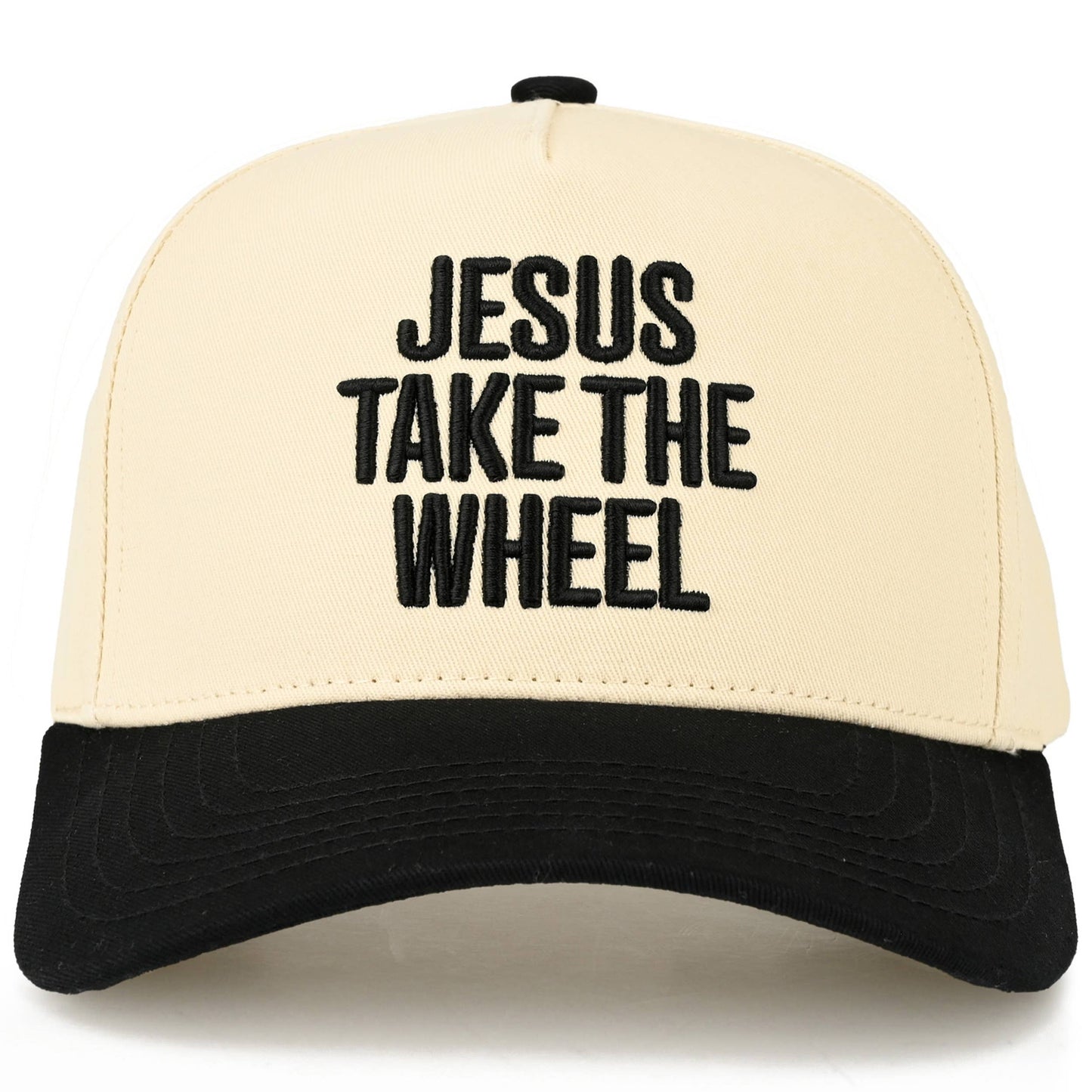 C.C JESUS TAKE THE WHEEL Letter on Two Tone Trucker Hat
