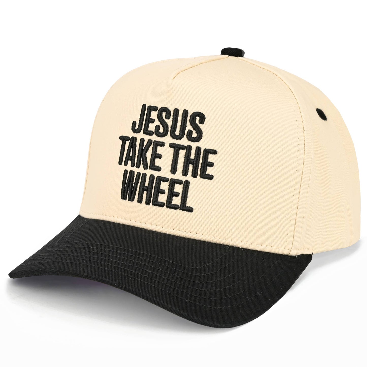 C.C JESUS TAKE THE WHEEL Letter on Two Tone Trucker Hat