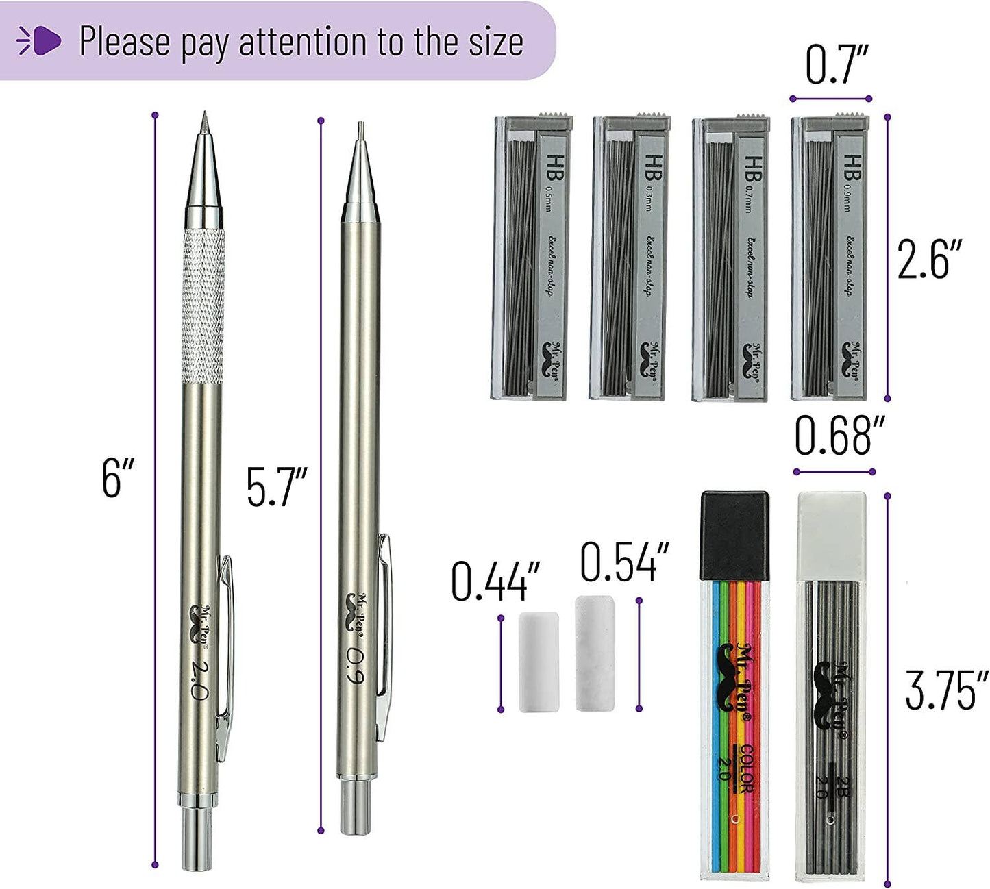 Metal Minimalist Mechanical Pencil Set