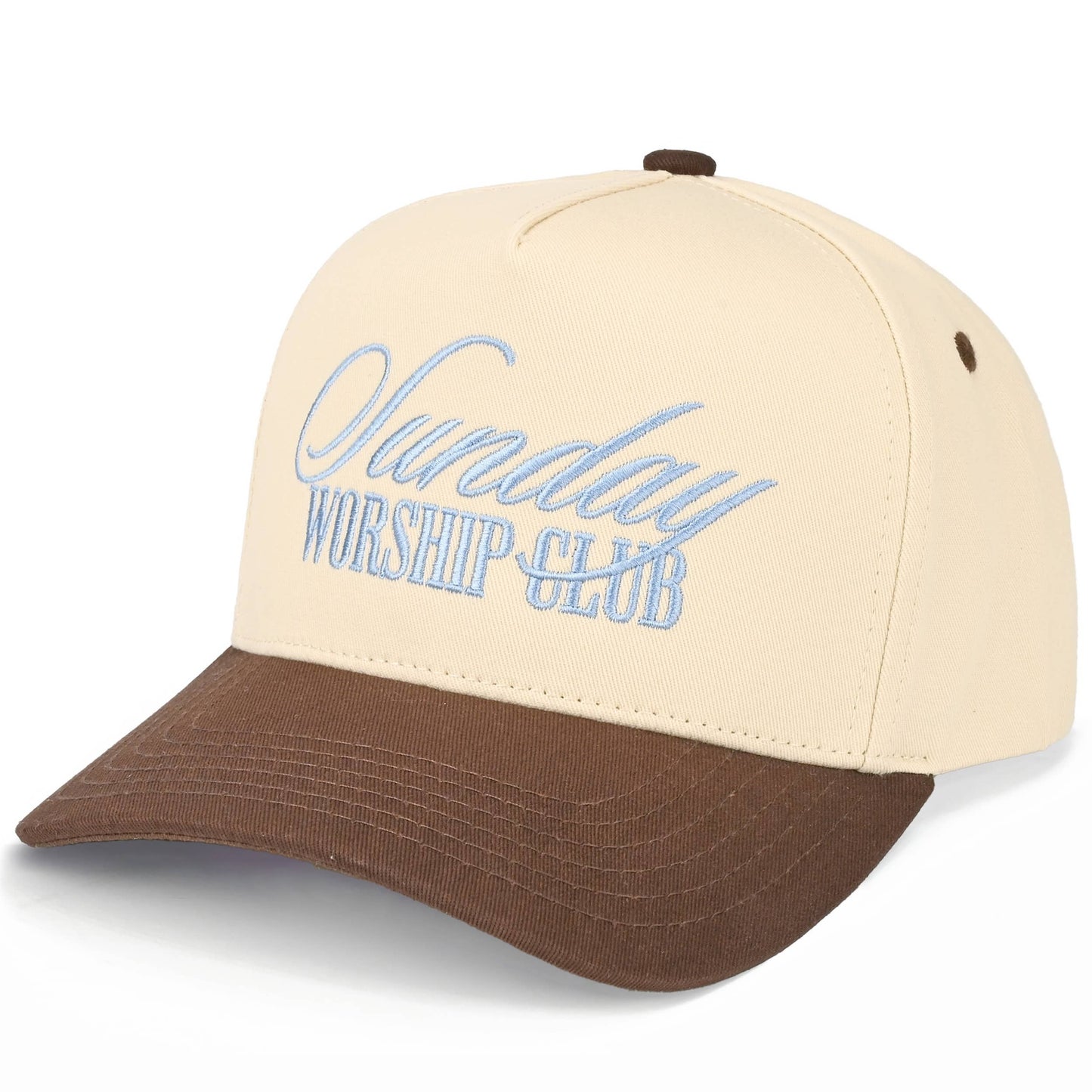 C.C SUNDAY WORSHIP CLUB Letter on Two Tone Trucker Hat