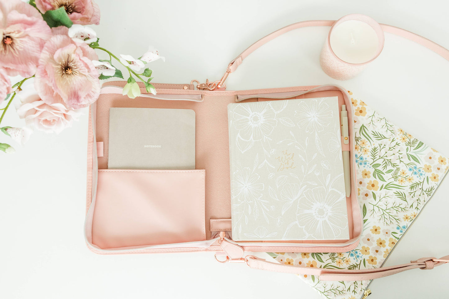 Bible Cover, Weave Bible Case, Crossbody BLUSH