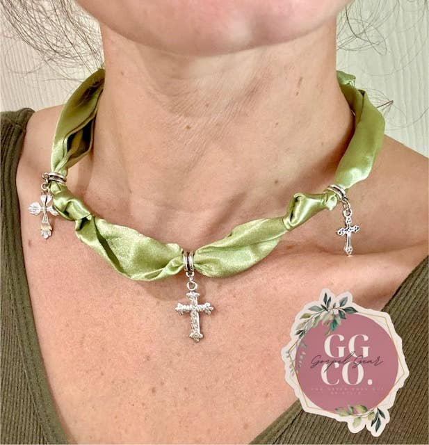 Trendy Scarf Cross Charm Necklaces