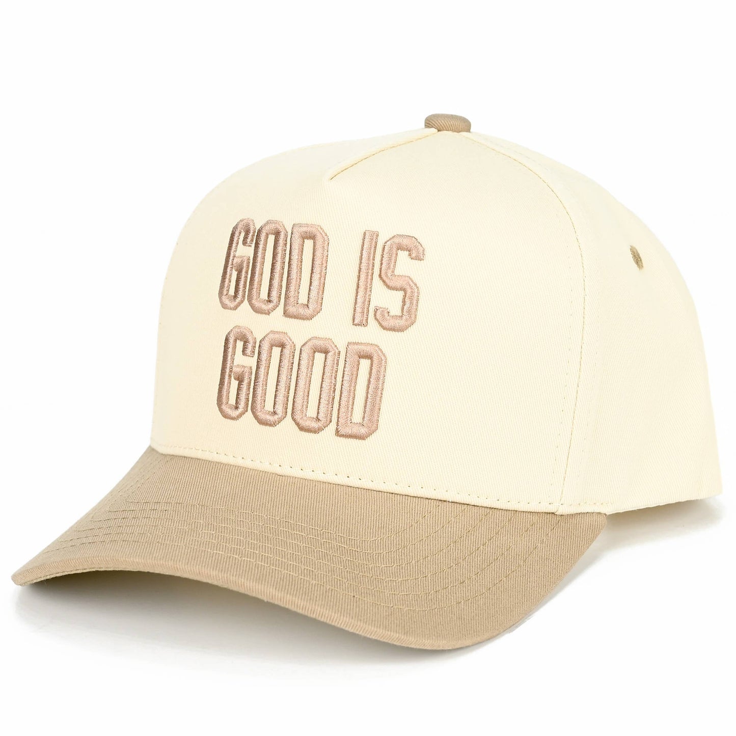 C.C GOD IS GOOD Embroidered Letter Two Tone Trucker Hat