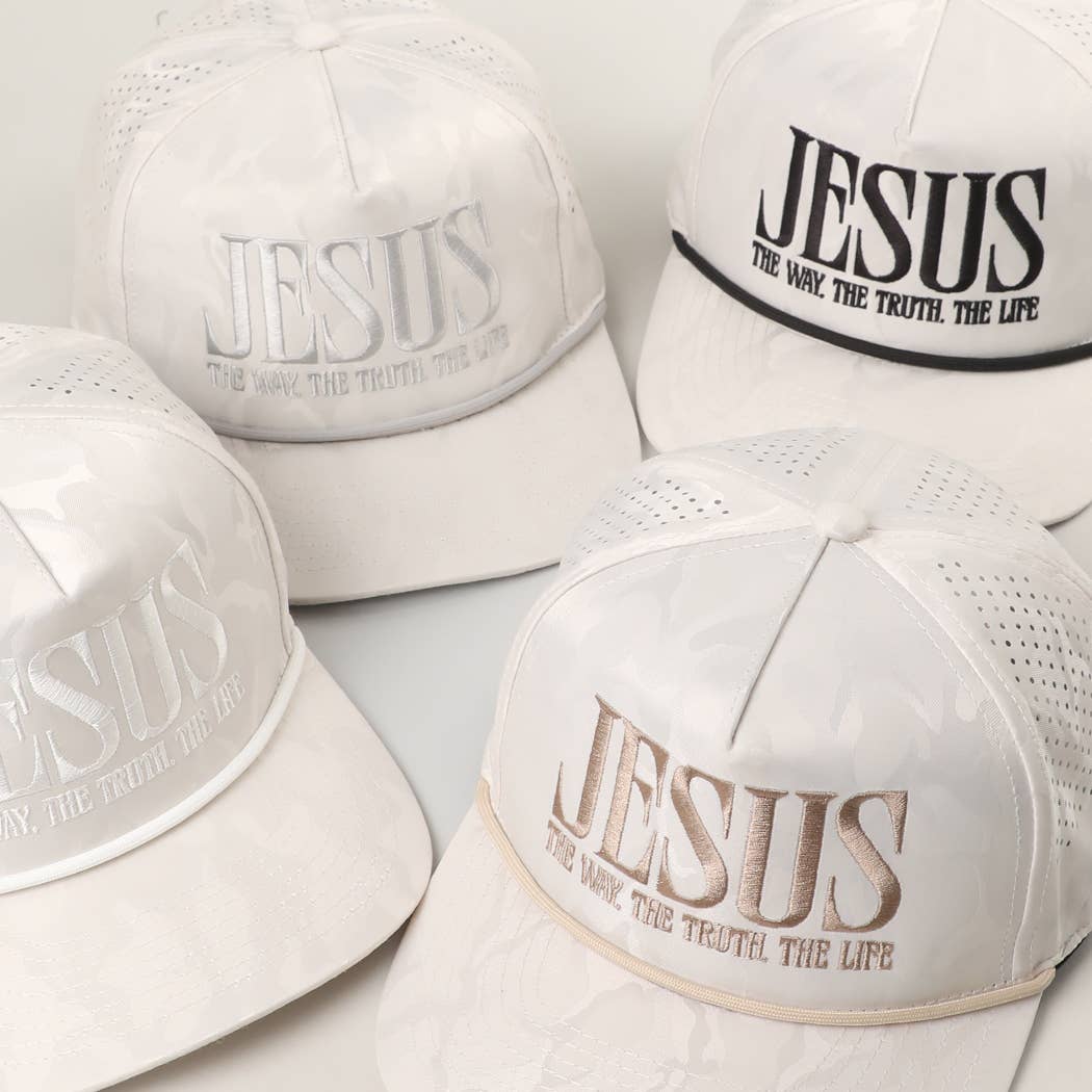 JESUS Embroidered White Camo Trucker Hat