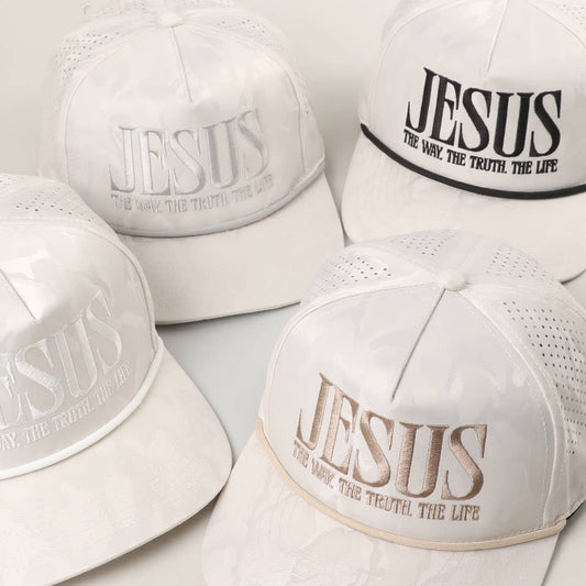 JESUS Embroidered White Camo Trucker Hat
