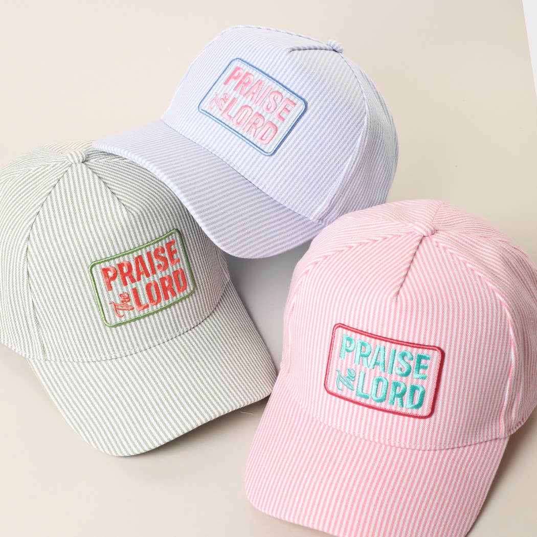 PRAISE THE LORD Embroidered Patch Seersucker Baseball Cap