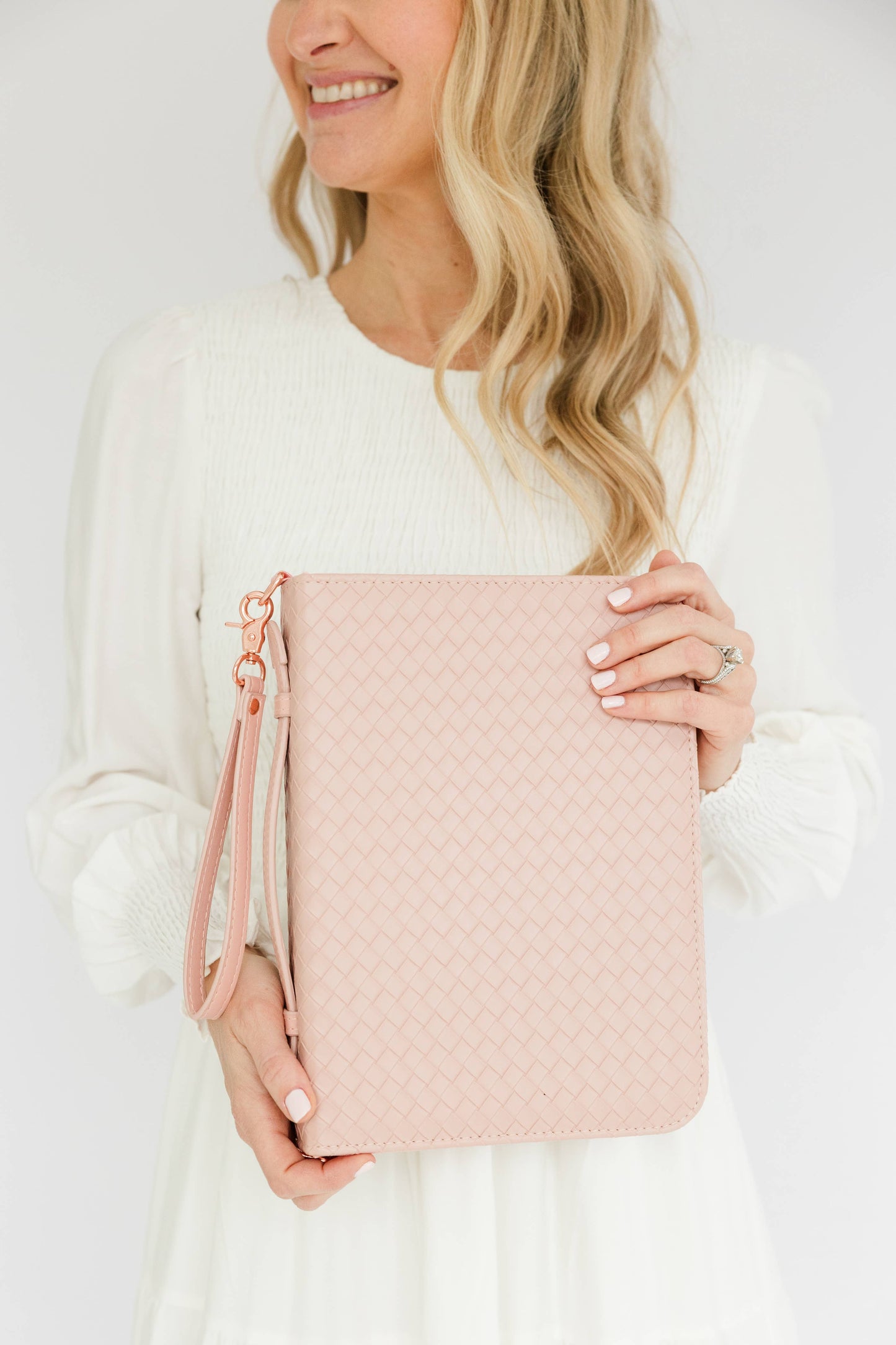 Bible Cover, Weave Bible Case, Crossbody BLUSH