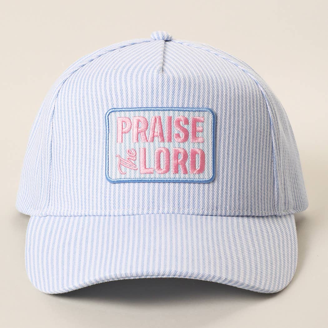 PRAISE THE LORD Embroidered Patch Seersucker Baseball Cap