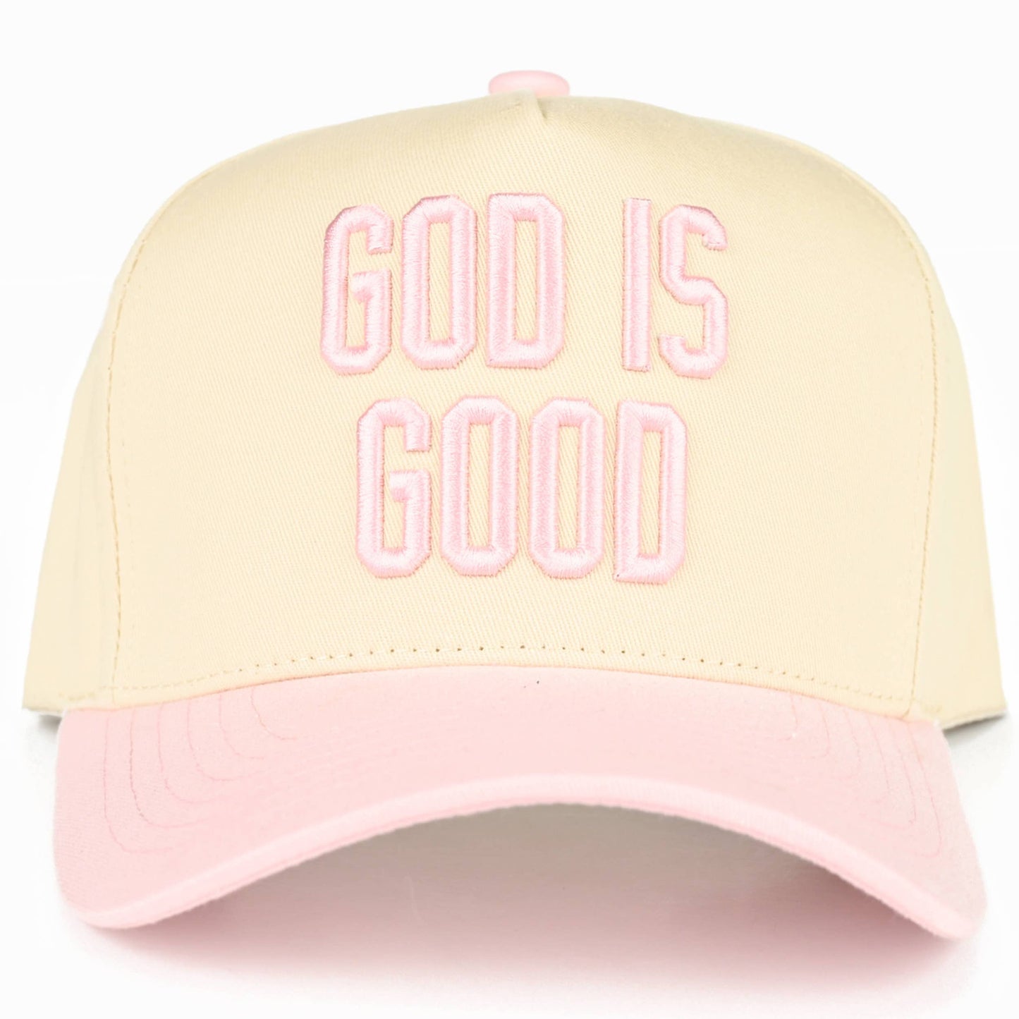 C.C GOD IS GOOD Embroidered Letter Two Tone Trucker Hat