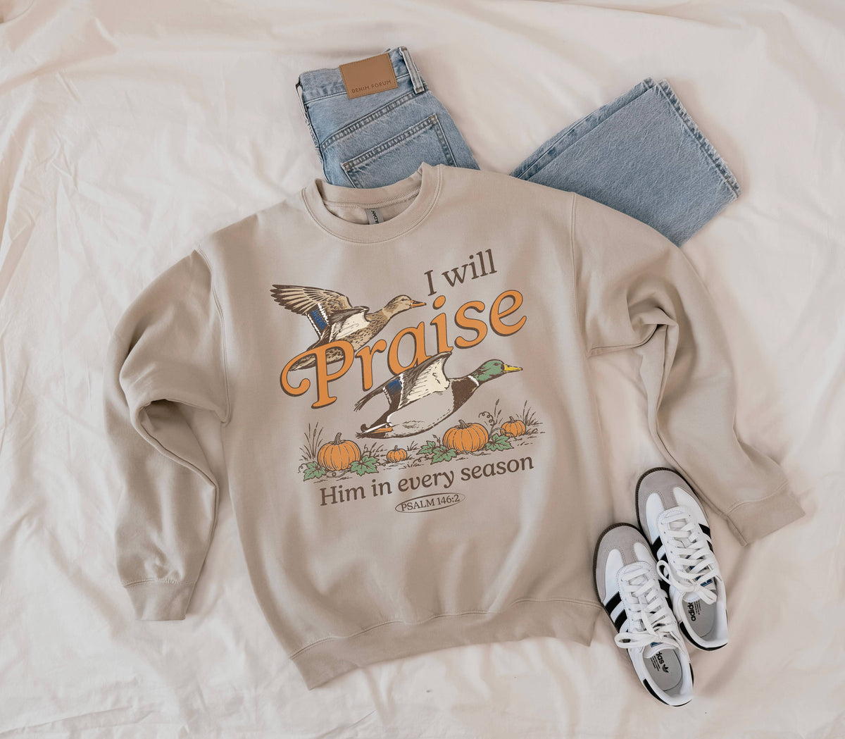 I will Praise Him Mallard Pumpkin Fall Sweatshirt Faith