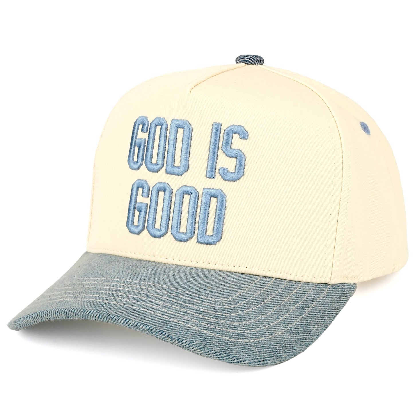 C.C GOD IS GOOD Embroidered Letter Two Tone Trucker Hat