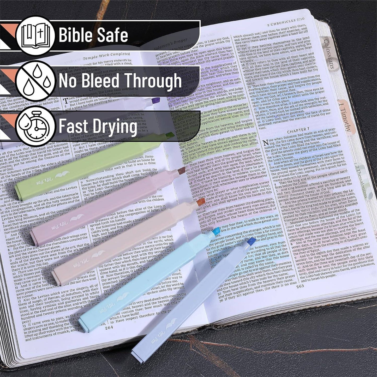 Bible Highlighters & Pens No Bleed 16 Pack Pastel