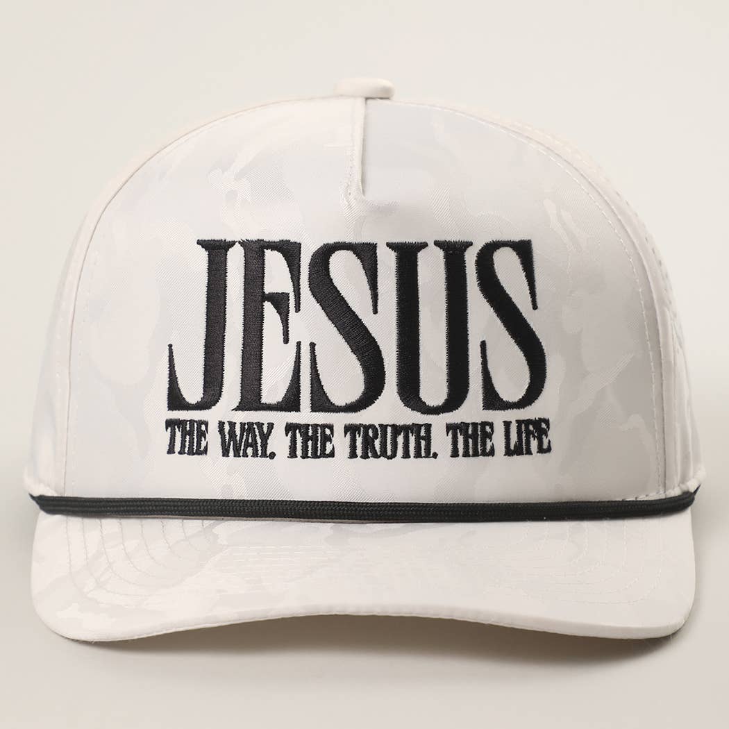 JESUS Embroidered White Camo Trucker Hat