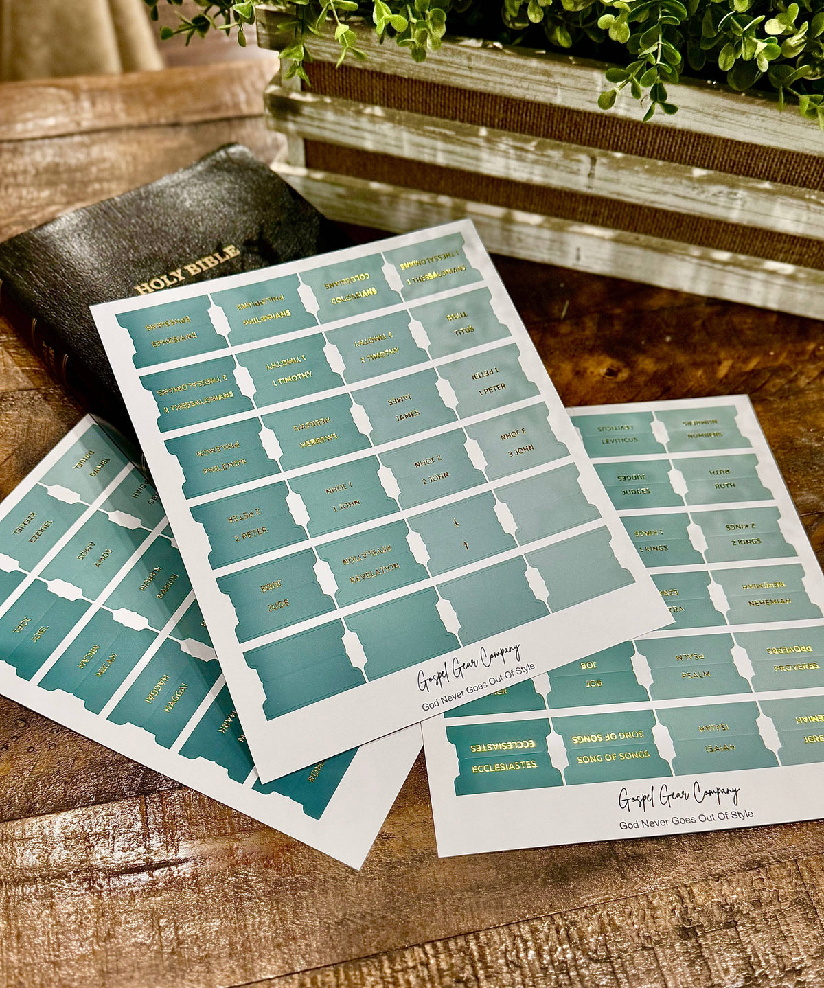 Gold Foil Sea Foam Matte Bible Tabs