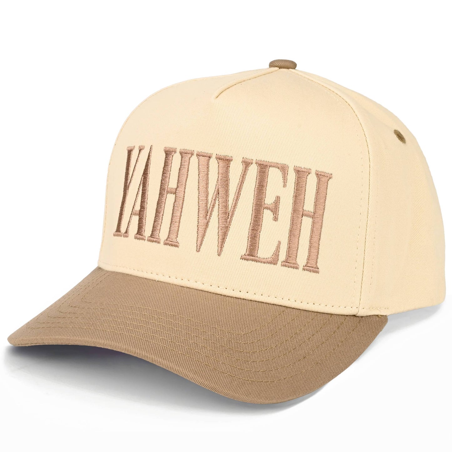 C.C YAHWEH Letter Embroidered on Brim Two Tone Trucker Hat