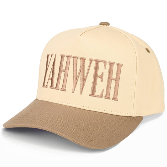 C.C YAHWEH Letter Embroidered on Brim Two Tone Trucker Hat