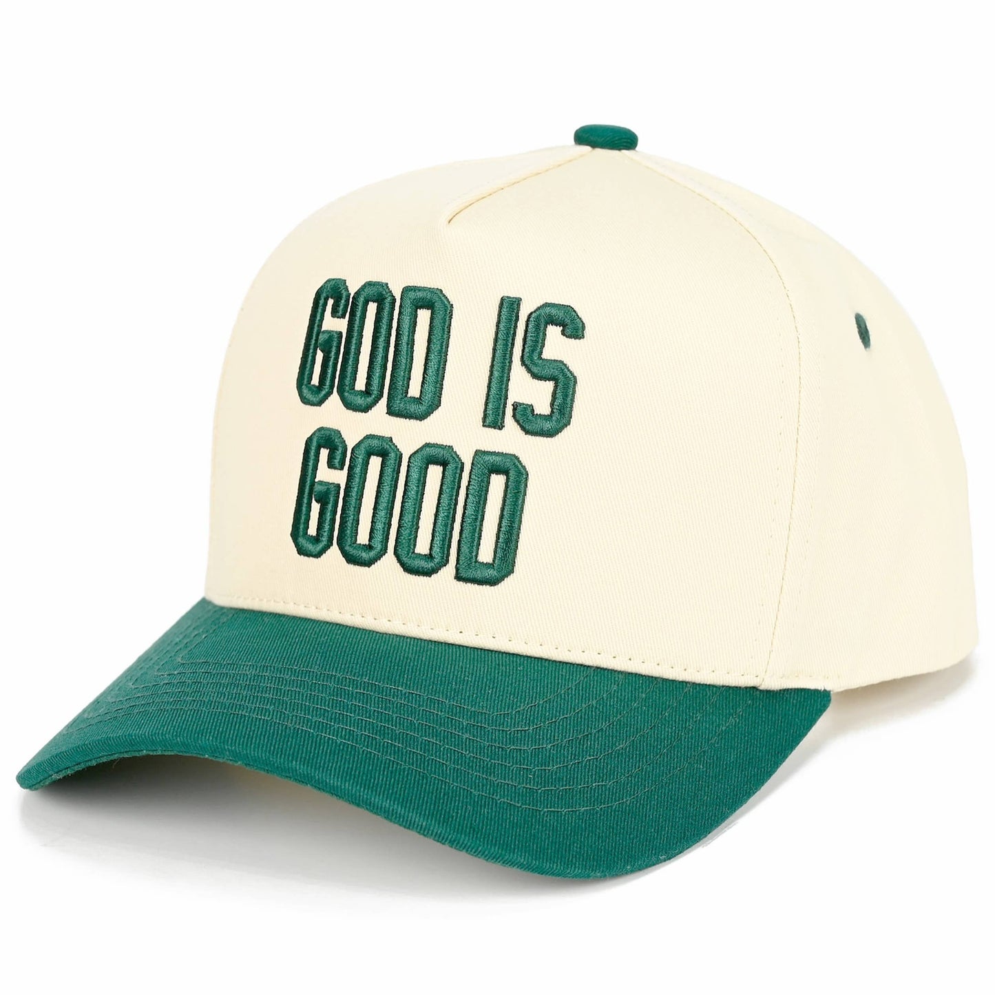 C.C GOD IS GOOD Embroidered Letter Two Tone Trucker Hat
