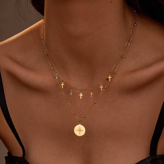 18K STAINLESS STEEL TARNISH FREE CROSS NECKLACE | 40NK9565