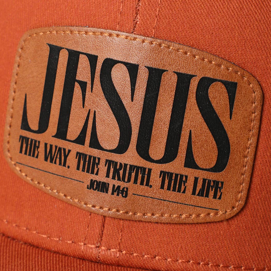 JESUS Leather Patch Mid-Profile Mesh Back Trucker Hat