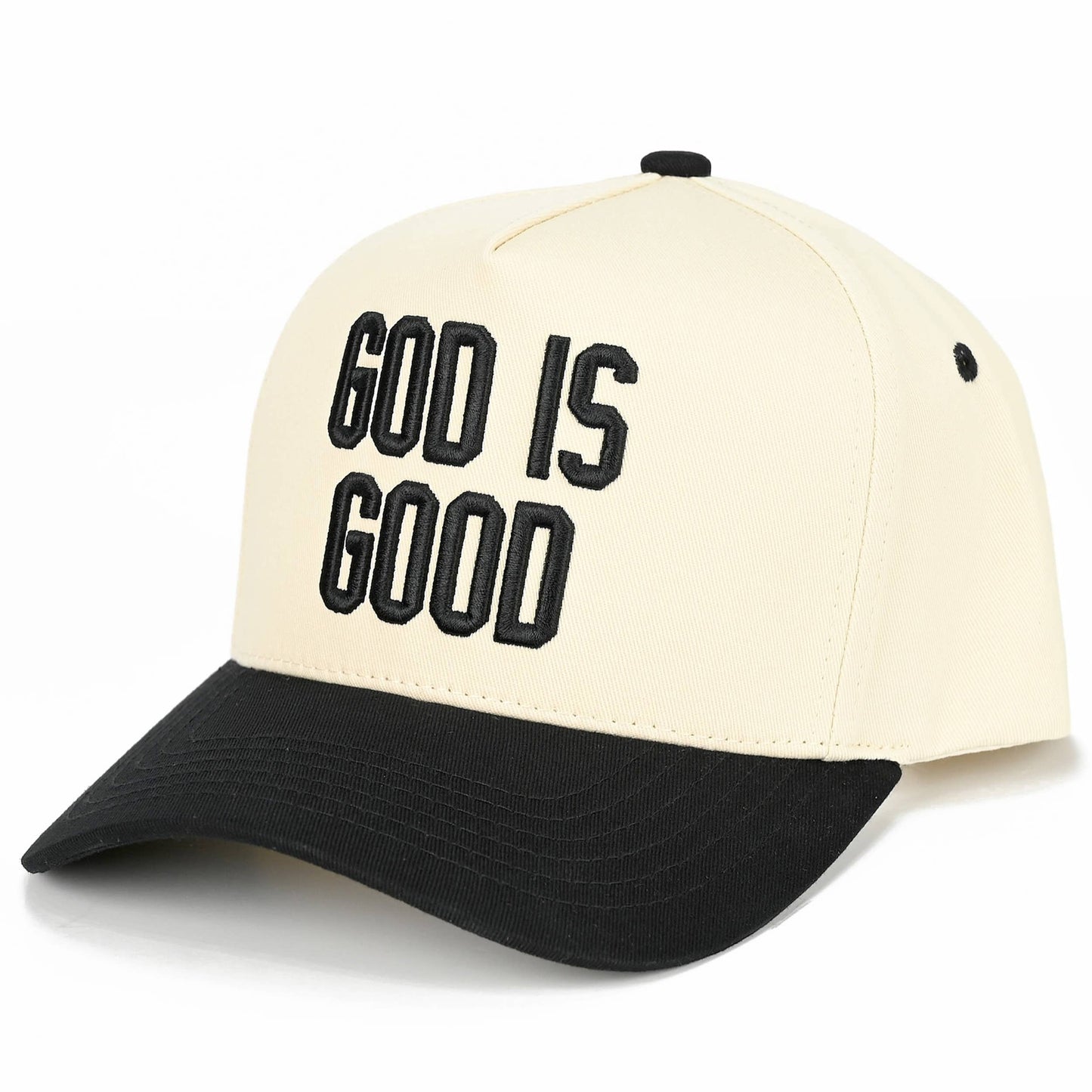 C.C GOD IS GOOD Embroidered Letter Two Tone Trucker Hat
