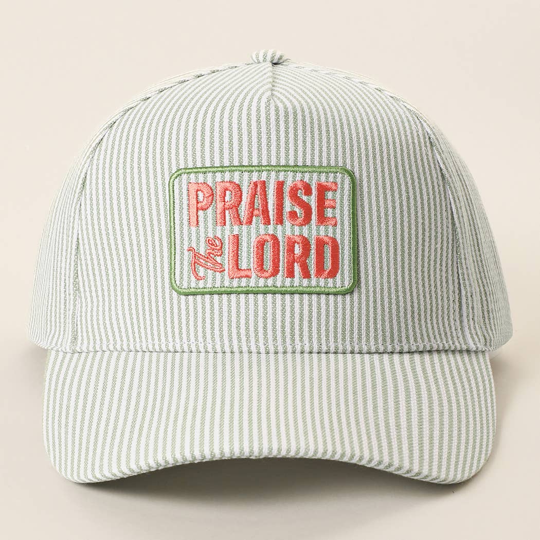 PRAISE THE LORD Embroidered Patch Seersucker Baseball Cap