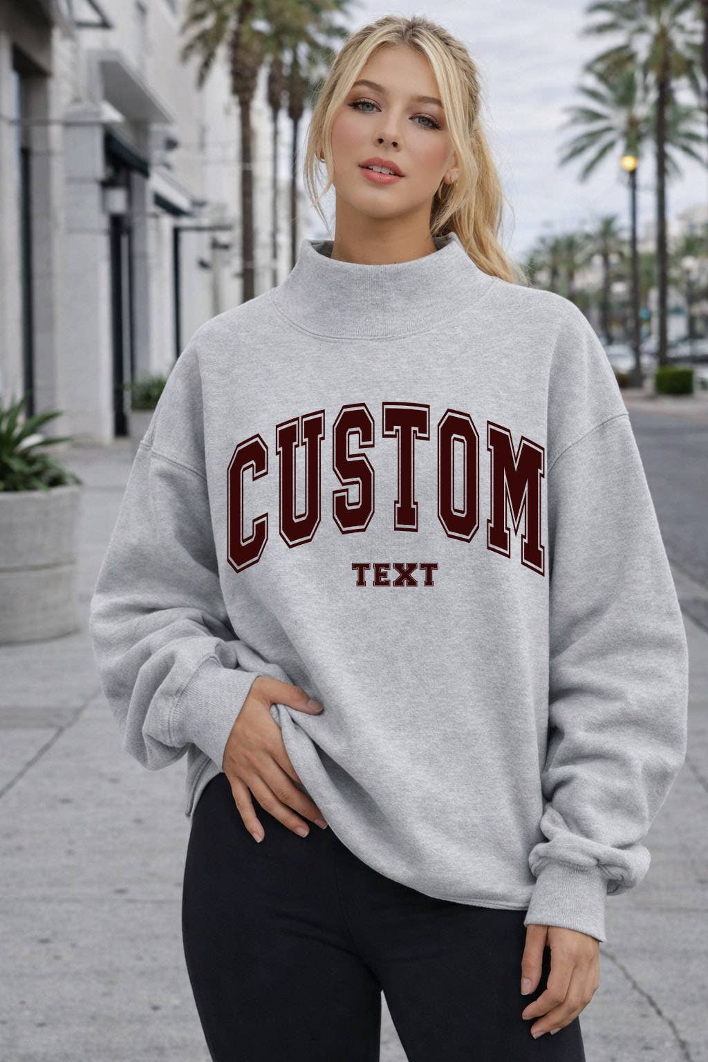 Custom - High/mock Neck Loose Sweatshirt
Custom Text Varsity