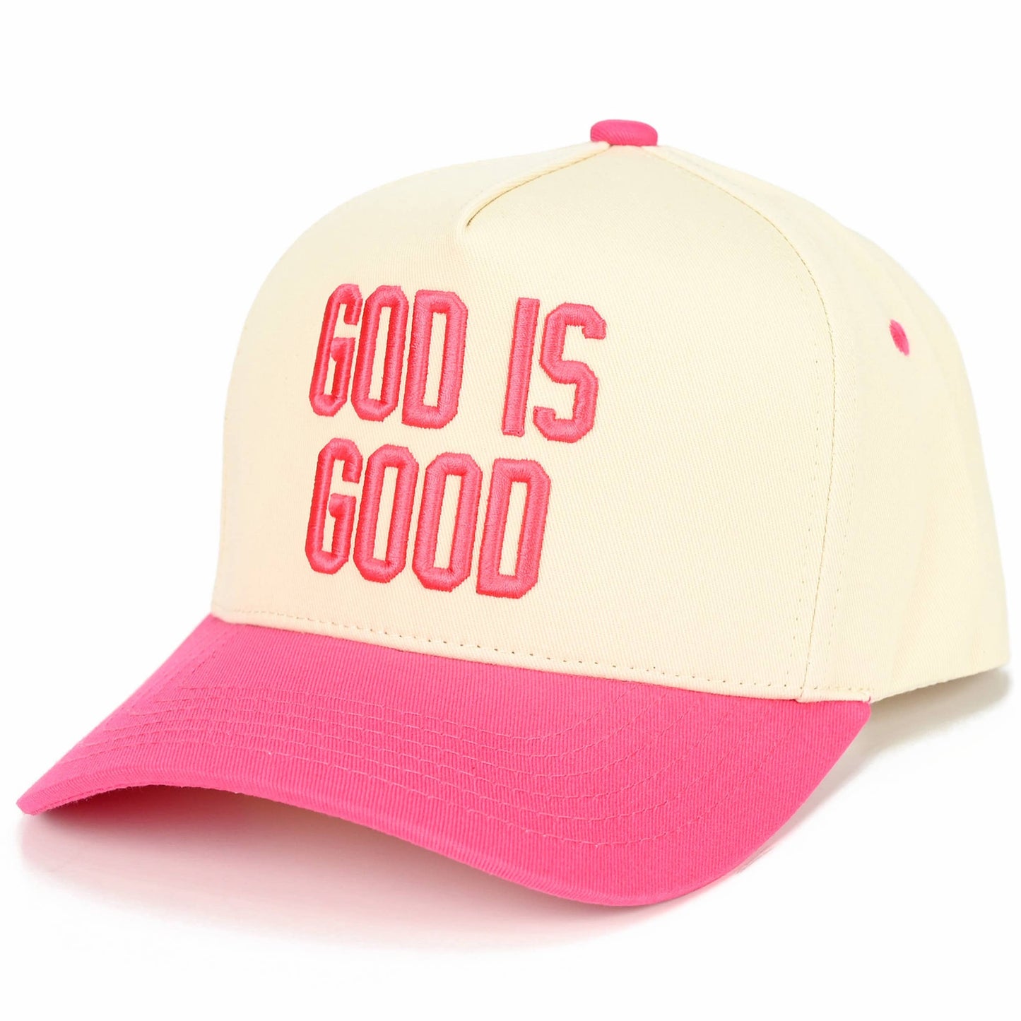 C.C GOD IS GOOD Embroidered Letter Two Tone Trucker Hat