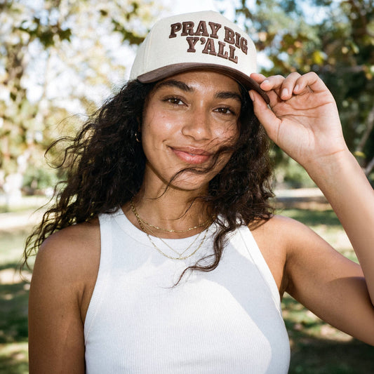 C.C PRAY BIG Y'ALL Letter on Two Tone Trucker Hat