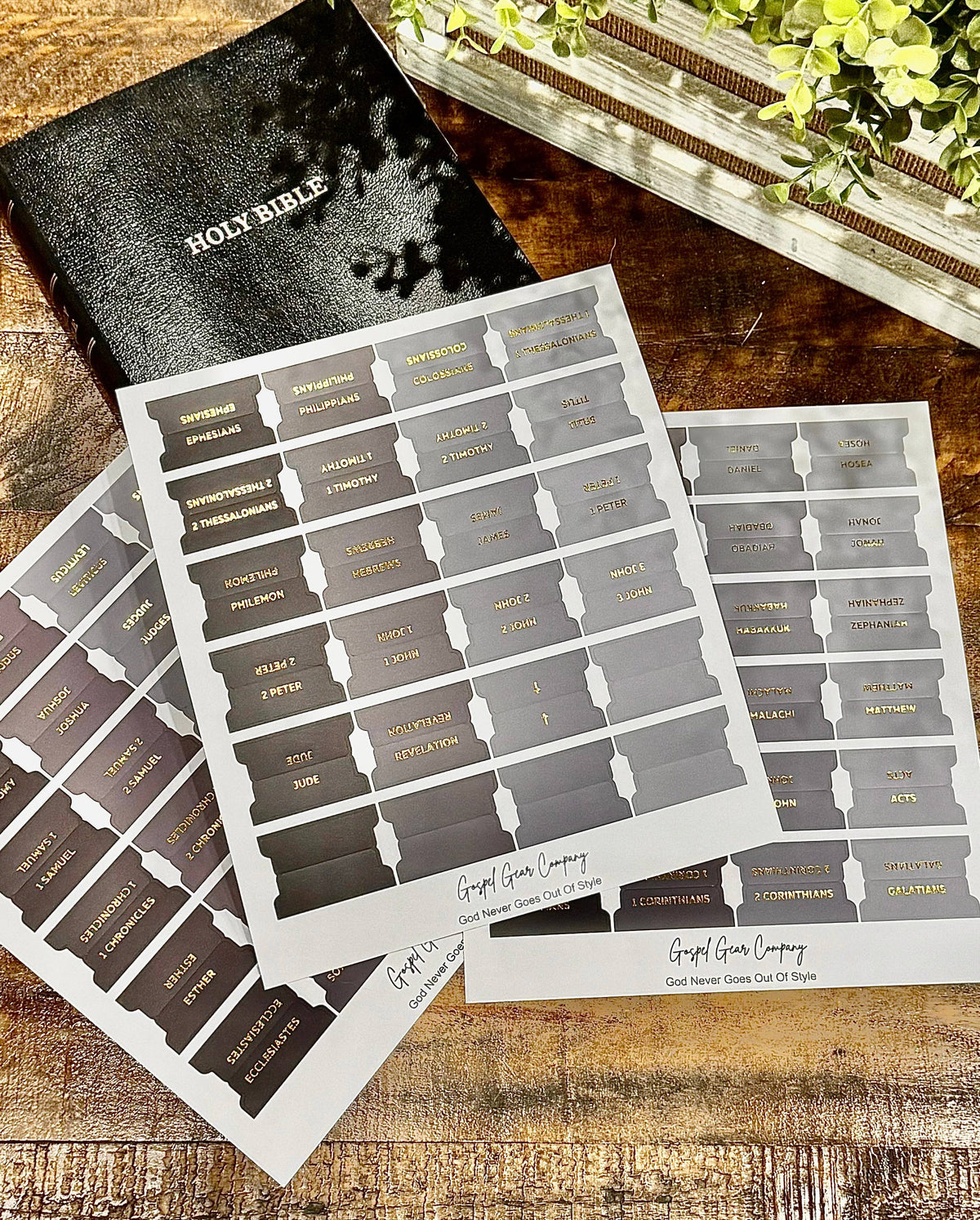 Gold Foil Smoky Coal Matte Bible Tabs