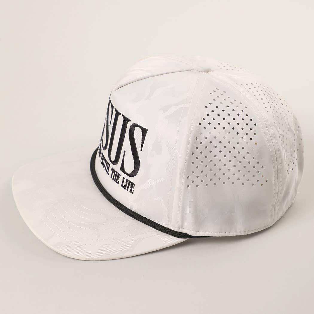 JESUS Embroidered White Camo Trucker Hat