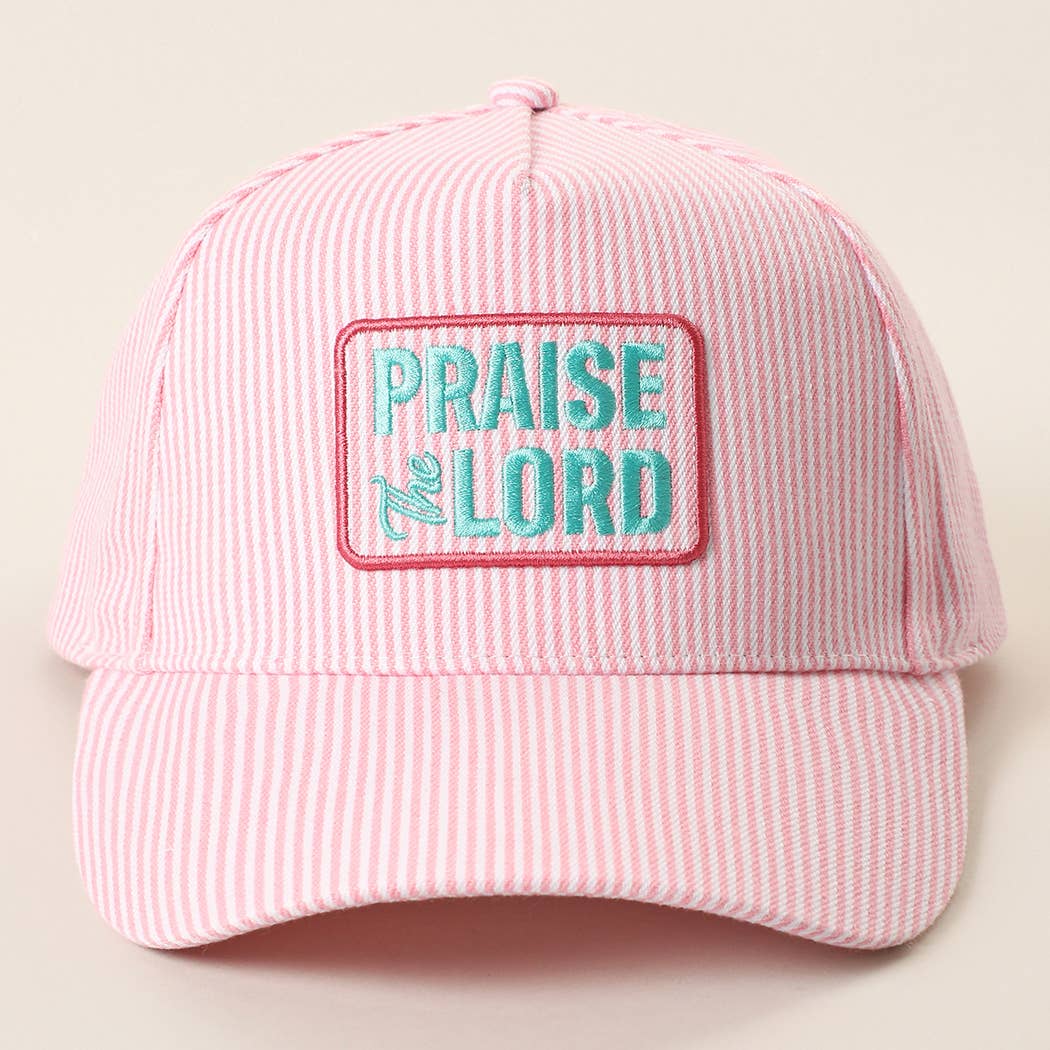 PRAISE THE LORD Embroidered Patch Seersucker Baseball Cap