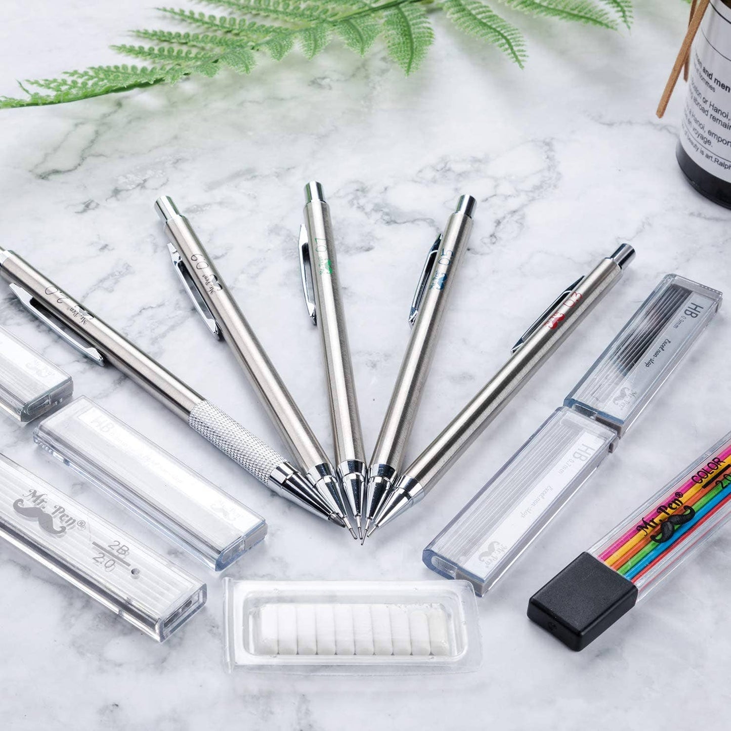 Metal Minimalist Mechanical Pencil Set