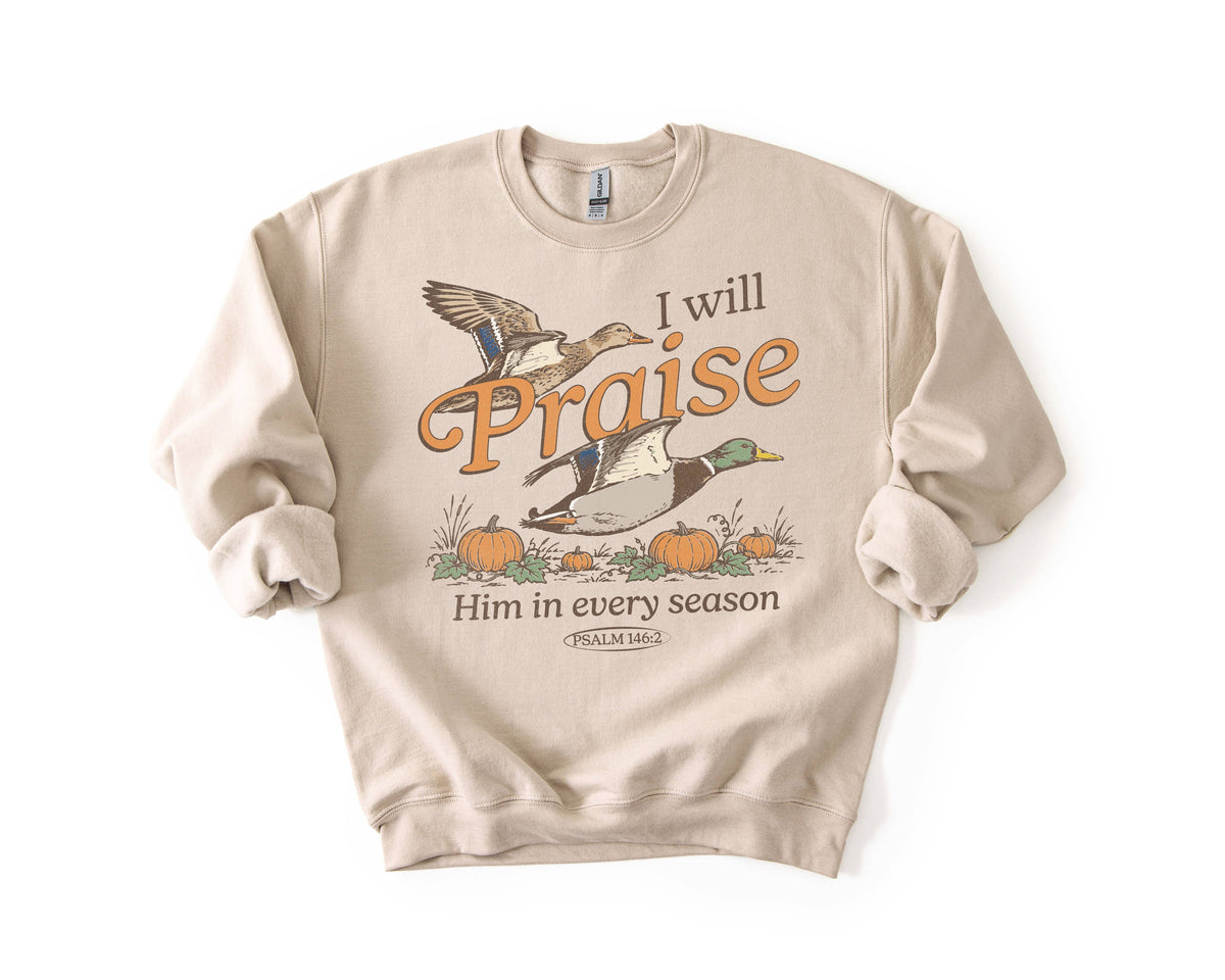 I will Praise Him Mallard Pumpkin Fall Sweatshirt Faith