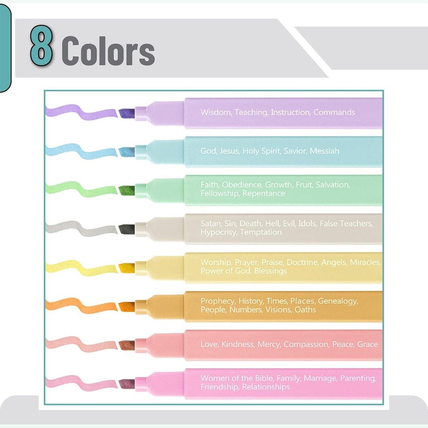 Bible Highlighters Color Coding 8 Pack