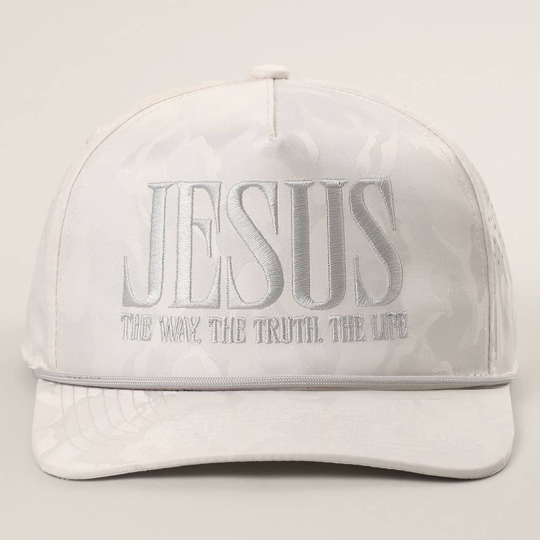 JESUS Embroidered White Camo Trucker Hat