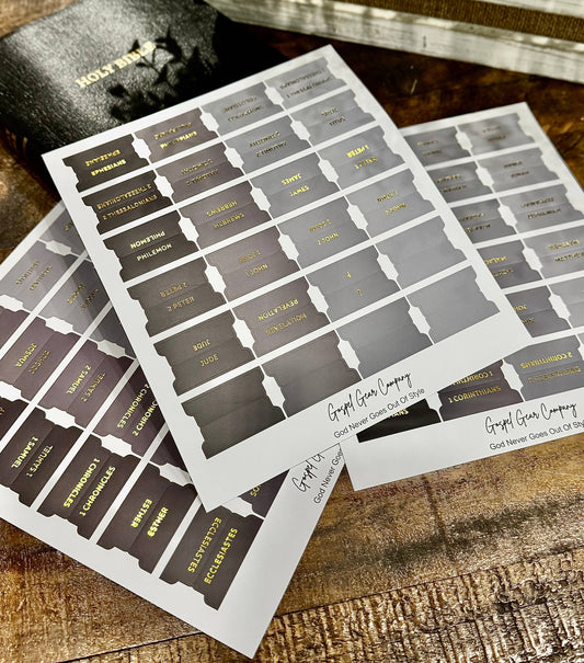 Gold Foil Smoky Coal Matte Bible Tabs