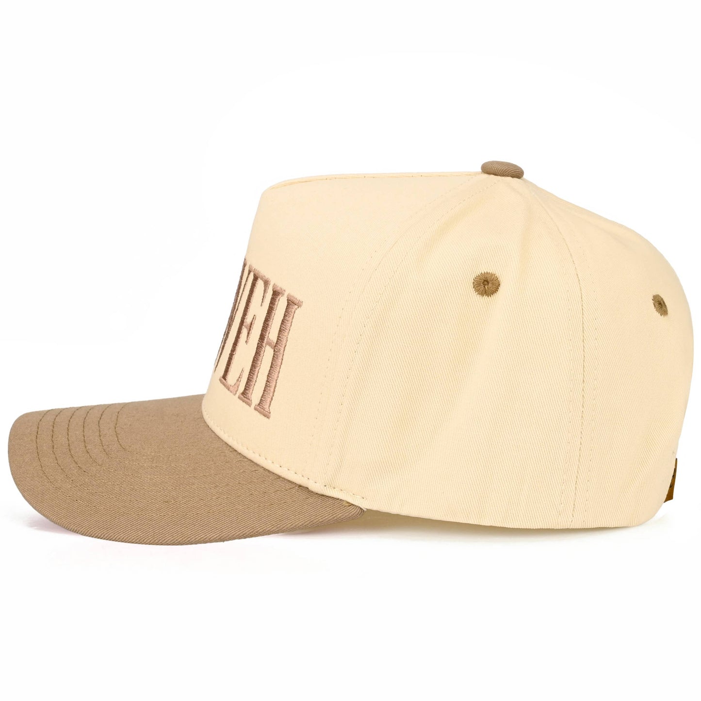 C.C YAHWEH Letter Embroidered on Brim Two Tone Trucker Hat
