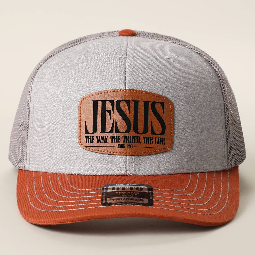 JESUS Leather Patch Mid-Profile Mesh Back Trucker Hat