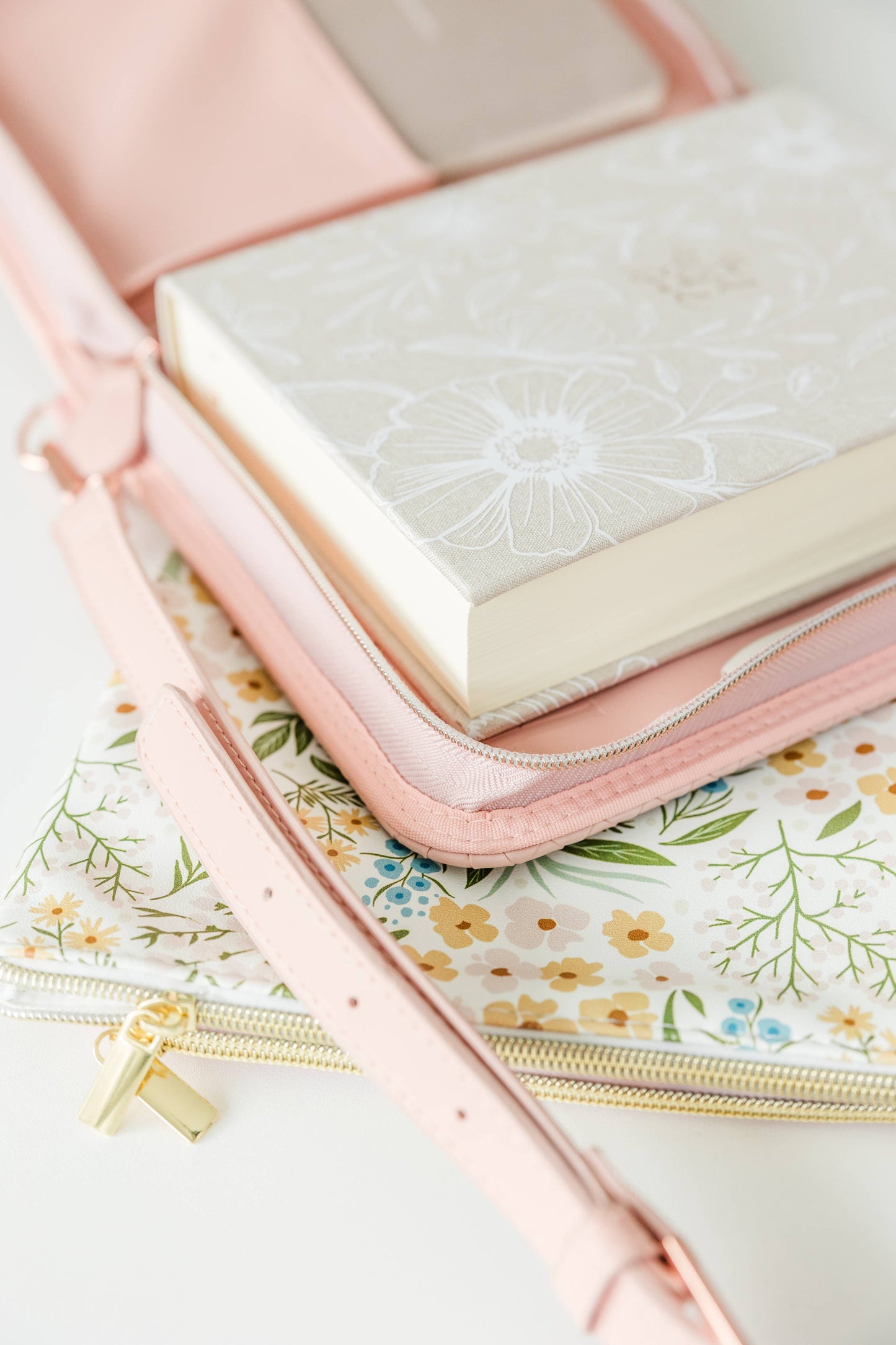 Bible Cover, Weave Bible Case, Crossbody BLUSH