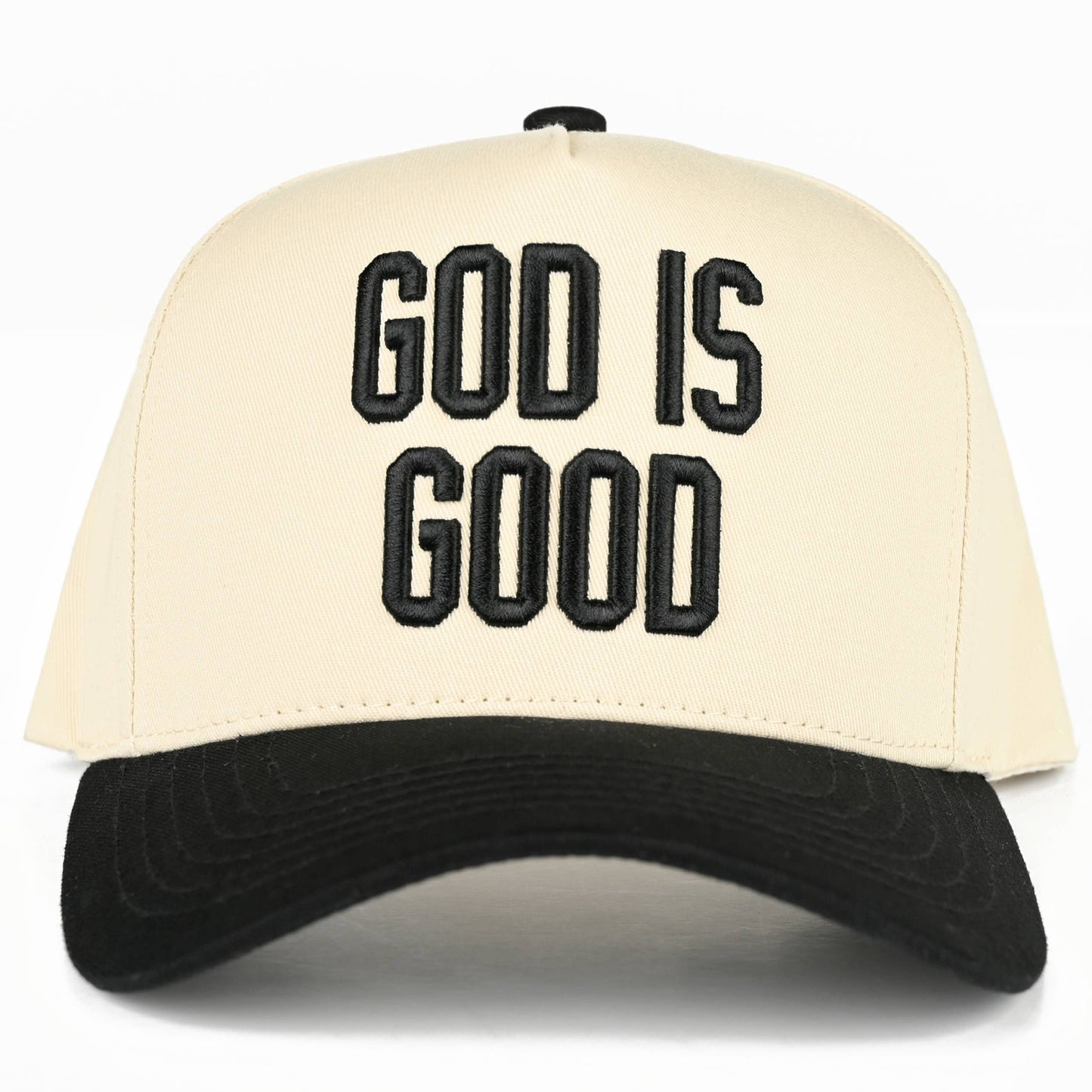 C.C GOD IS GOOD Embroidered Letter Two Tone Trucker Hat