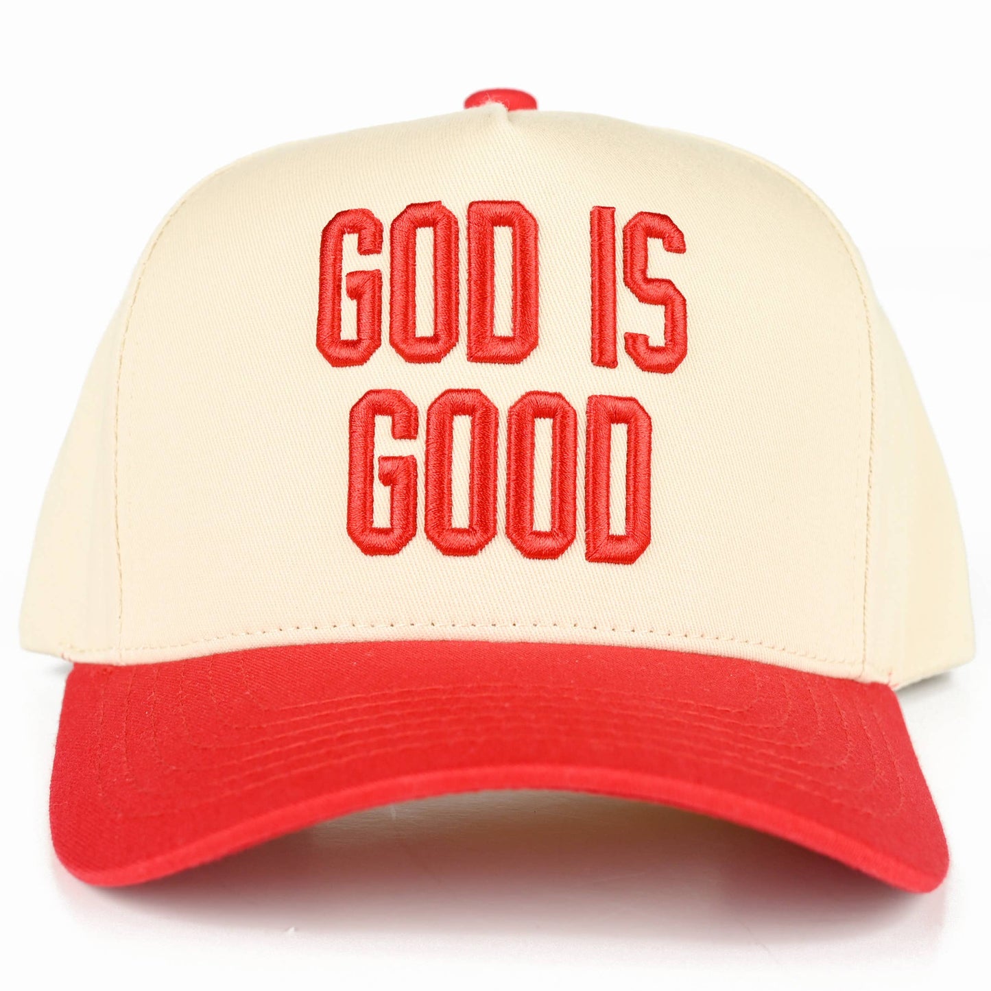 C.C GOD IS GOOD Embroidered Letter Two Tone Trucker Hat
