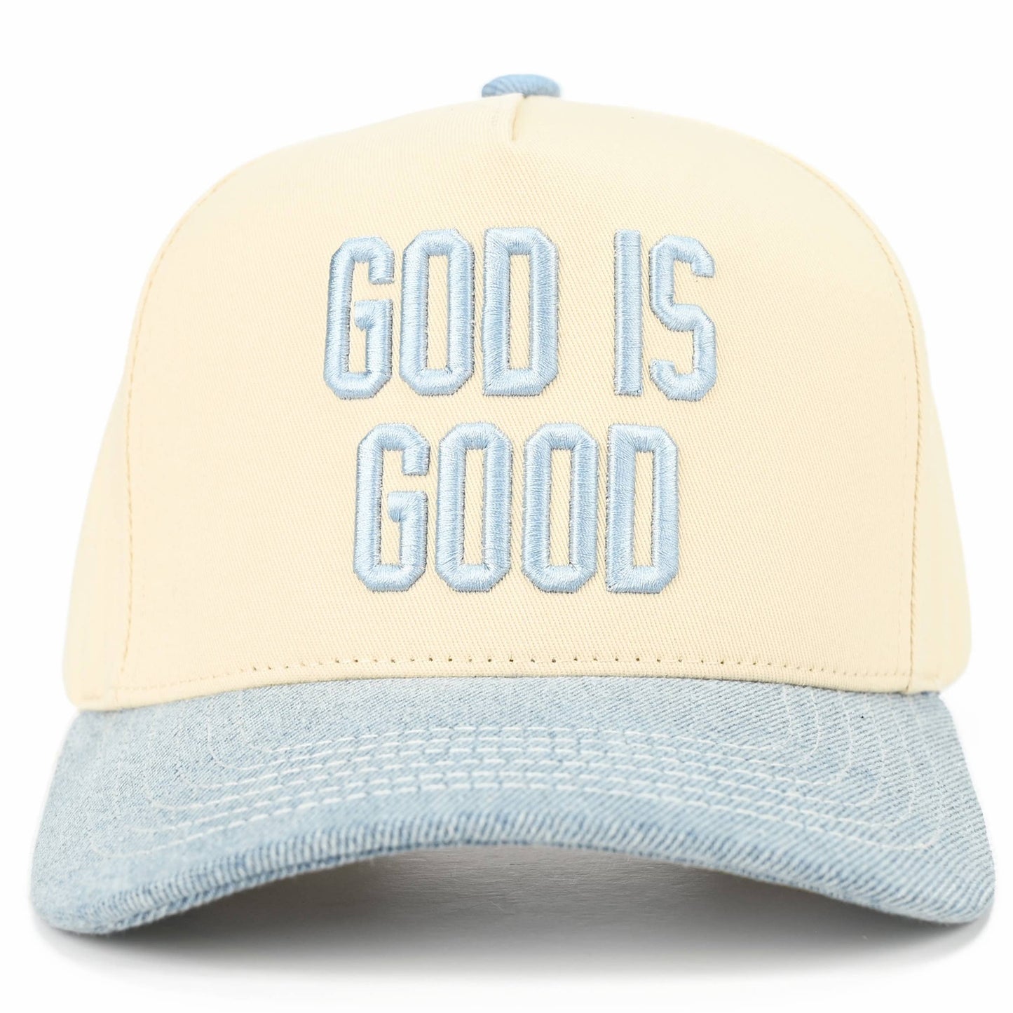 C.C GOD IS GOOD Embroidered Letter Two Tone Trucker Hat