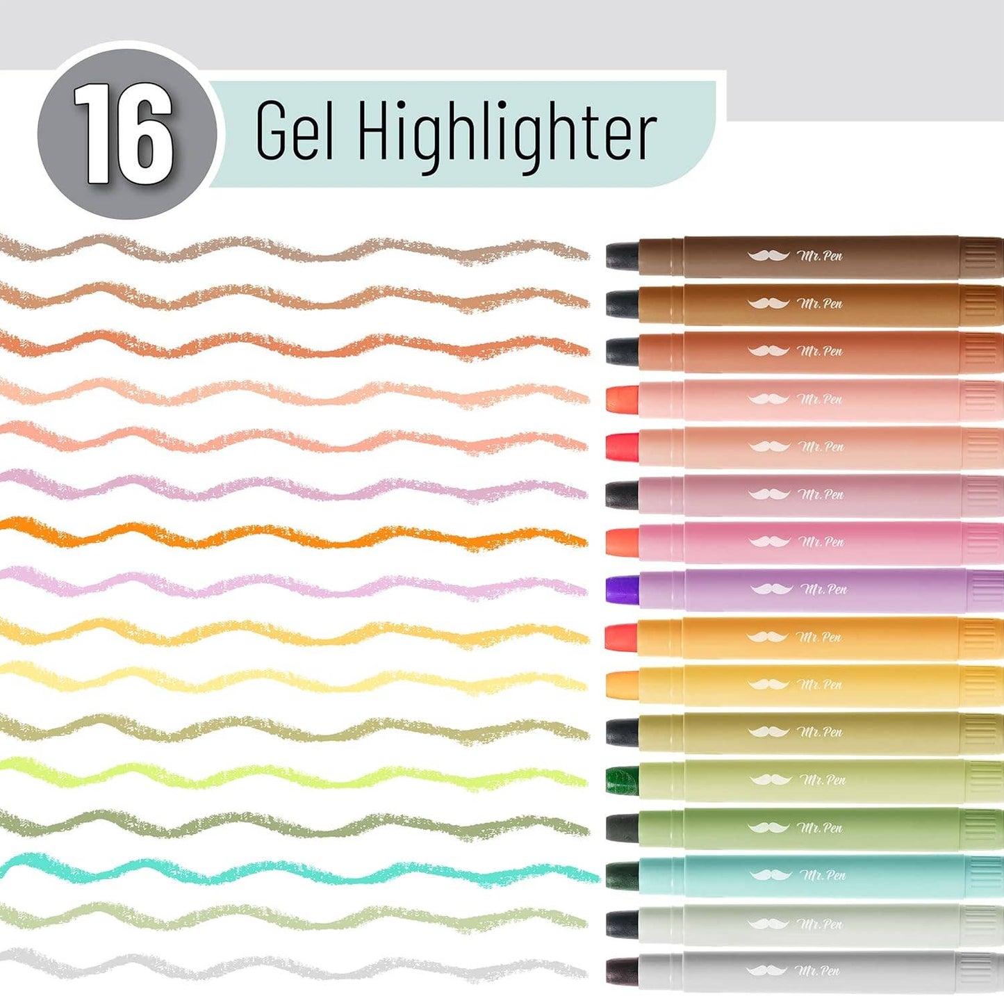 Gel Highlighters 16 Pack Vibrant Colors